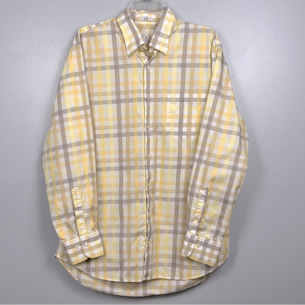 Peter Millar 100% Cotton Men's Plaid Long Sleeve Button Down Shirt Size L Preppy